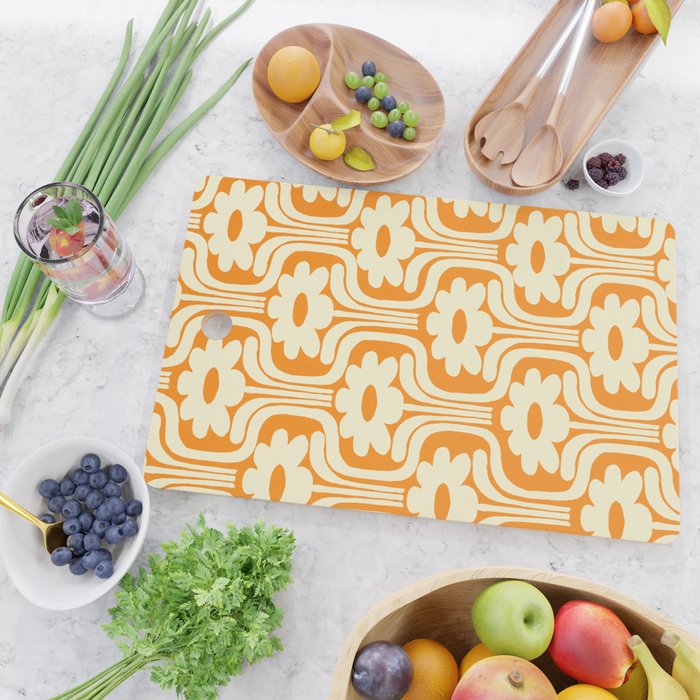 70s Orange Flower Pattern Cutting Board Gallery Image 2