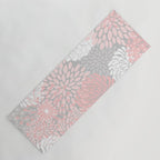 Festive, Floral Prints, Bloom Mix, White and Pink on Grey Yoga Mat Gallery Image 1