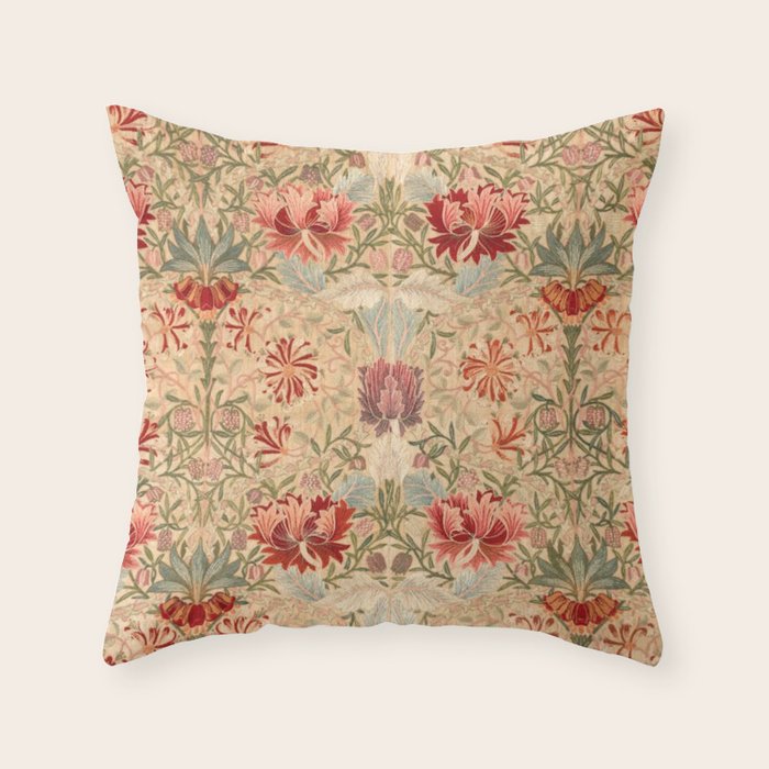 William Morris & Jane Morris Antique Honeysuckle Throw Pillow Gallery Image 6