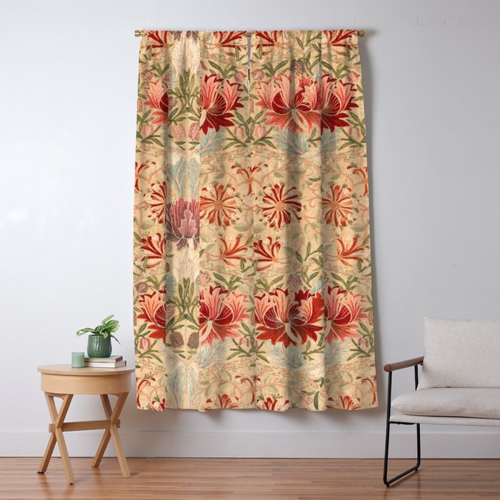 William Morris & Jane Morris Antique Honeysuckle Window Curtain Gallery Image 1