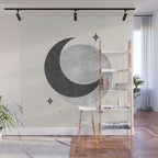 Moon Sparkle BW - Celestial Wall Mural Gallery Image 1