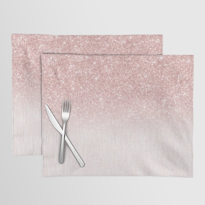 Elegant rose gold pink gradient glitter Placemat Gallery Image 1