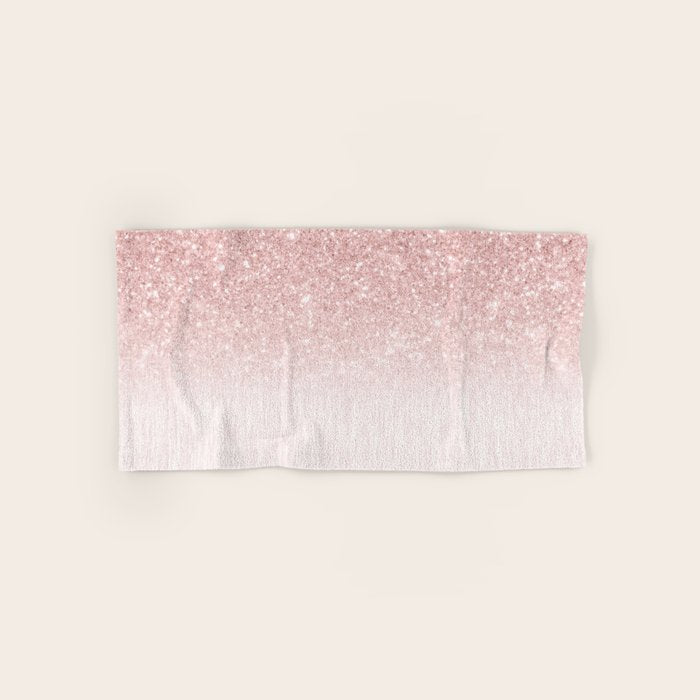 Elegant rose gold pink gradient glitter Bath Towel Gallery Image 1