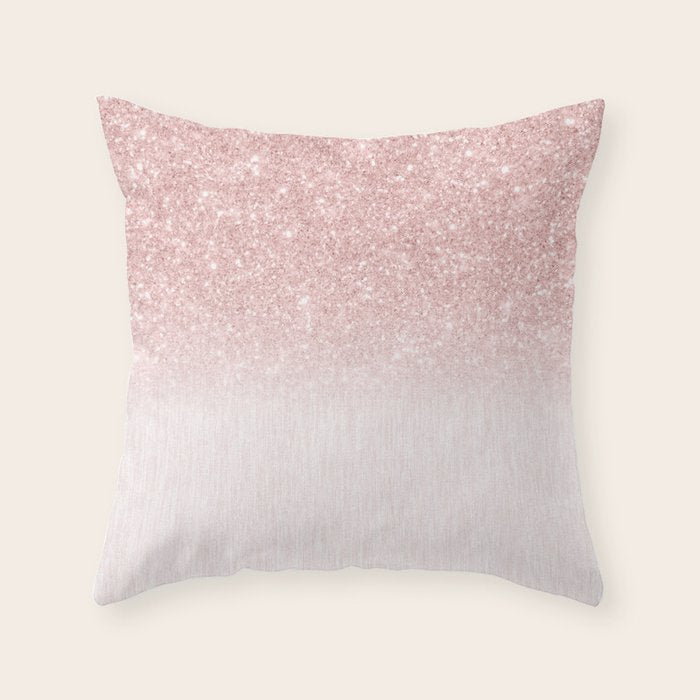Elegant rose gold pink gradient glitter Throw Pillow Gallery Image 6