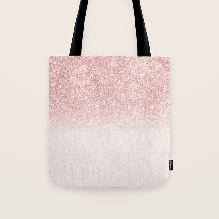 Elegant rose gold pink gradient glitter Tote Bag Gallery Image 1