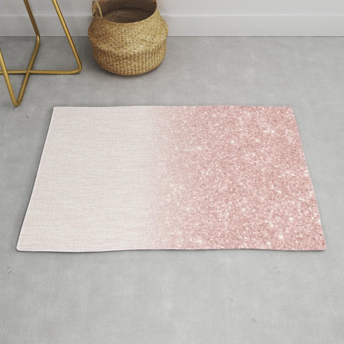 Elegant rose gold pink gradient glitter Rug Gallery Image 1