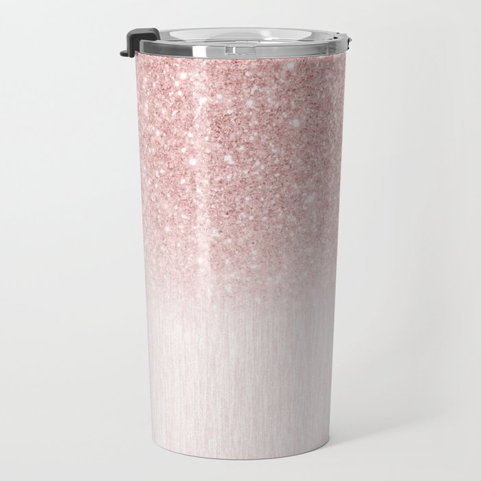 Elegant rose gold pink gradient glitter Travel Mug Gallery Image 3