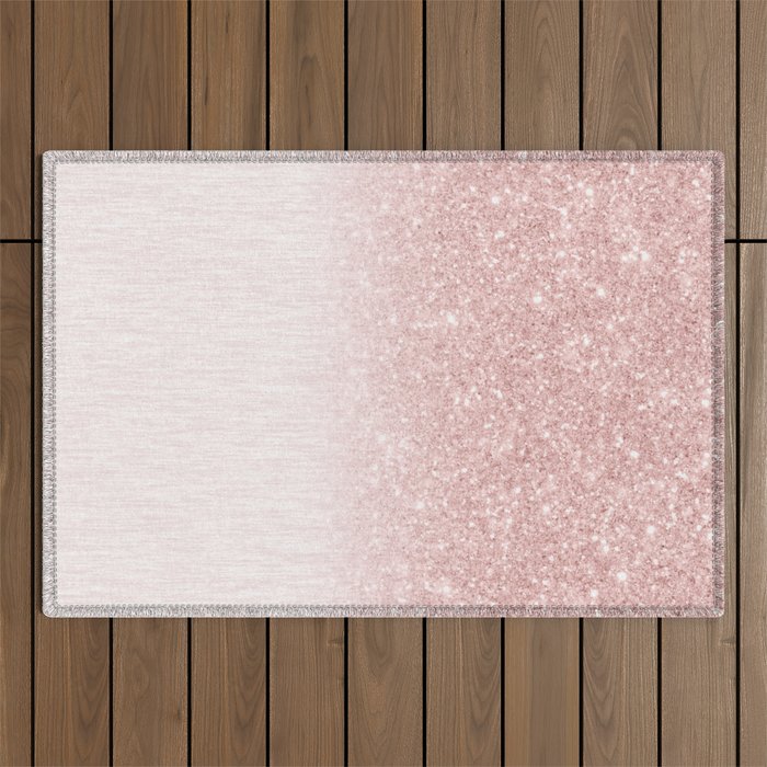Elegant rose gold pink gradient glitter Outdoor Rug Gallery Image 1