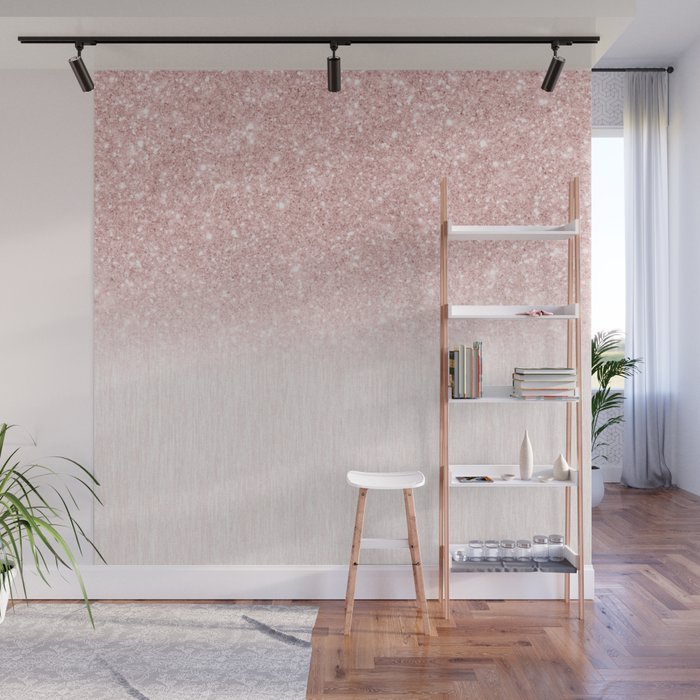 Elegant rose gold pink gradient glitter Wall Mural Gallery Image 1