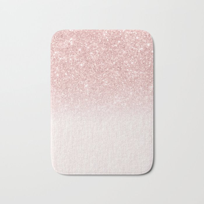 Elegant rose gold pink gradient glitter Bath Mat Gallery Image 1