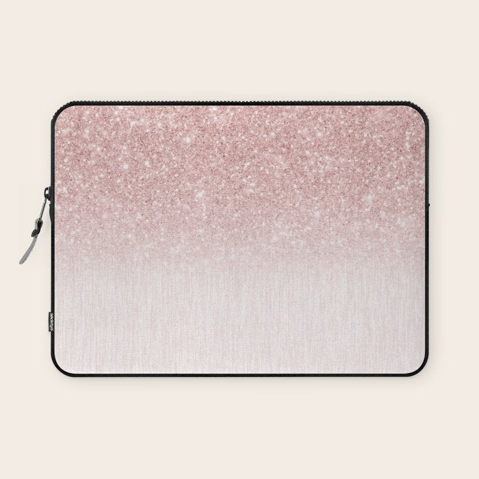 Elegant rose gold pink gradient glitter Laptop Sleeve Gallery Image 1