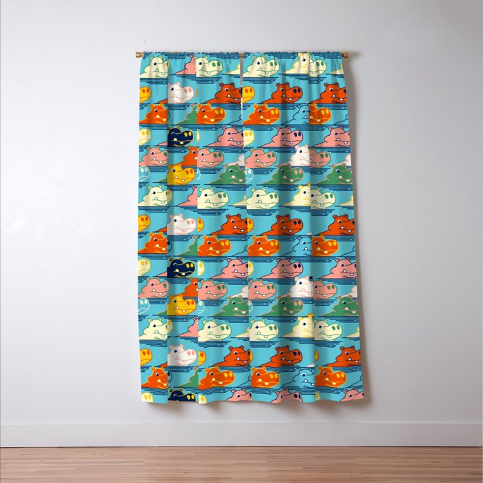 Happy Hippo Family Window Curtain Gallery Image 3