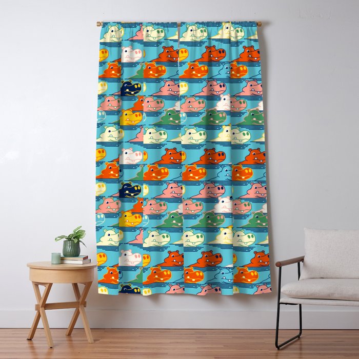 Happy Hippo Family Window Curtain Gallery Image 1