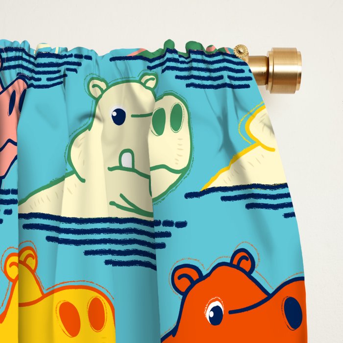 Happy Hippo Family Window Curtain Gallery Image 2