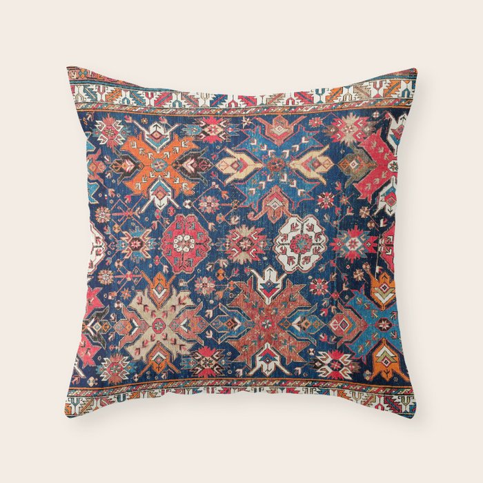Derbent Daghestan Northeast Caucasus Rug Print Throw Pillow Gallery Image 1