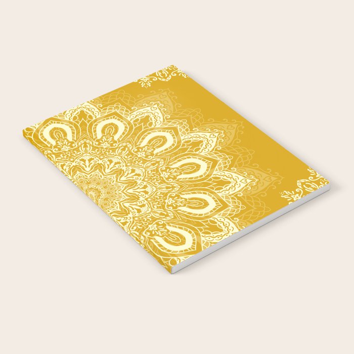 Boho Mustard Yellow Mandala Flower Notebook Gallery Image 2