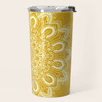 Boho Mustard Yellow Mandala Flower Travel Mug Gallery Image 2