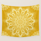Boho Mustard Yellow Mandala Flower Wall Tapestry Gallery Image 4