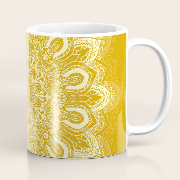 Boho Mustard Yellow Mandala Flower Coffee Mug Gallery Image 1