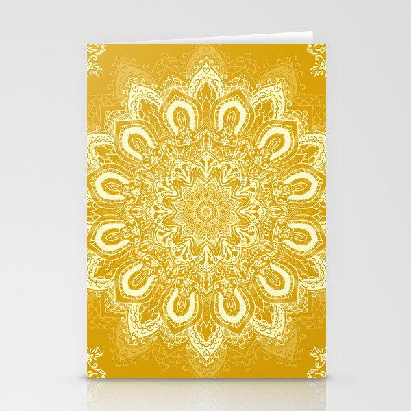 Boho Mustard Yellow Mandala Flower Stationery Card Gallery Image 2