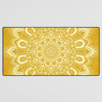 Boho Mustard Yellow Mandala Flower Desk Mat Gallery Image 3