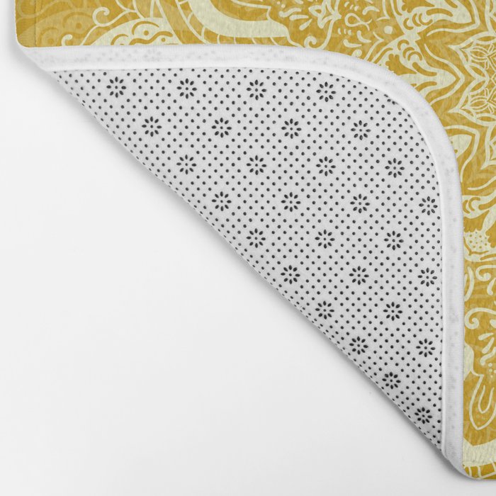 Boho Mustard Yellow Mandala Flower Bath Mat Gallery Image 2