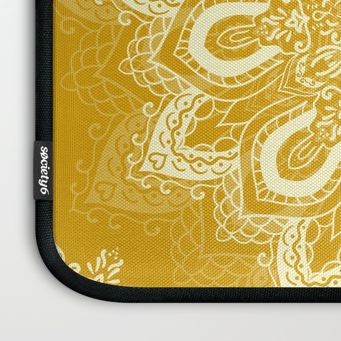 Boho Mustard Yellow Mandala Flower Laptop Sleeve Gallery Image 3