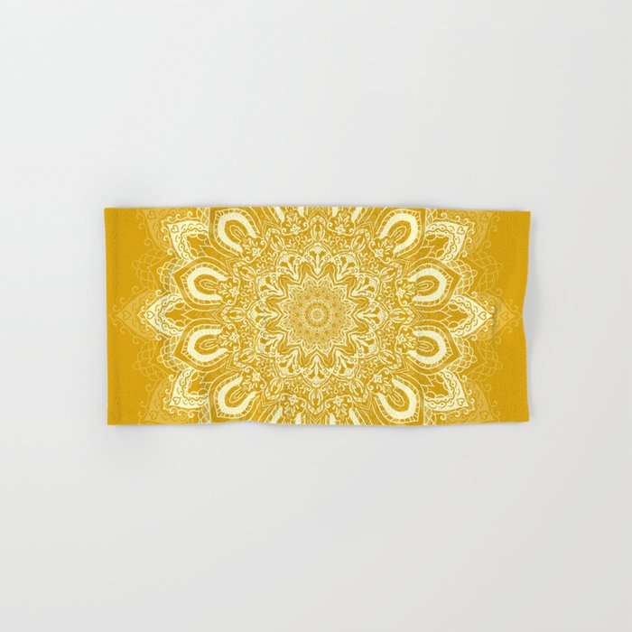 Boho Mustard Yellow Mandala Flower Bath Towel Gallery Image 1
