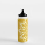 Boho Mustard Yellow Mandala Flower Water Bottle Gallery Image 3