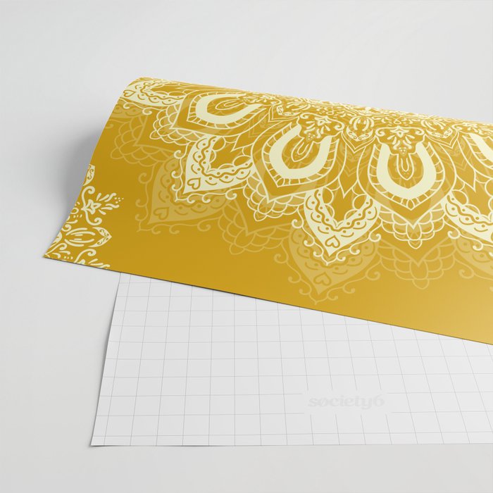 Boho Mustard Yellow Mandala Flower Wrapping Paper Gallery Image 2
