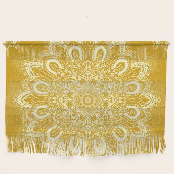 Boho Mustard Yellow Mandala Flower Wall Hanging Gallery Image 1