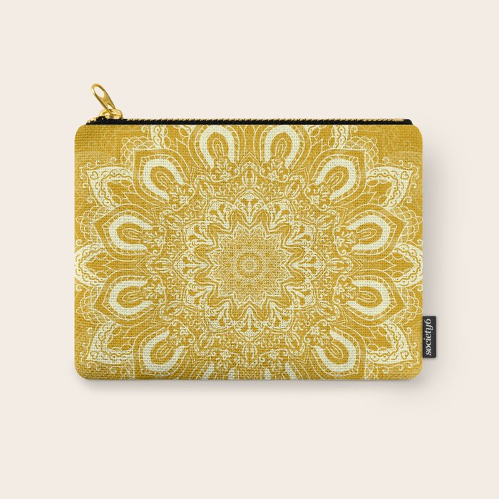 Boho Mustard Yellow Mandala Flower Carry All Pouch Gallery Image 1