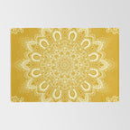 Boho Mustard Yellow Mandala Flower Rug Gallery Image 2