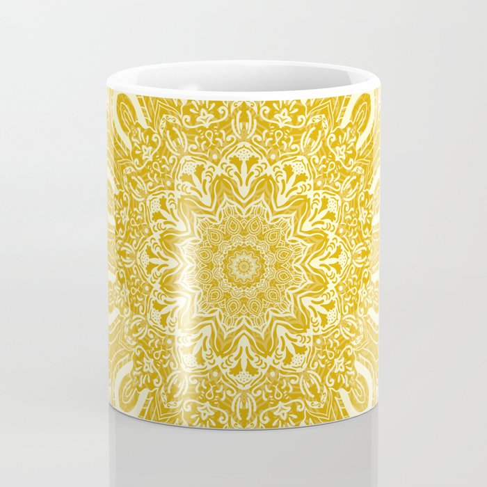 Boho Mustard Yellow Mandala Flower Coffee Mug Gallery Image 4