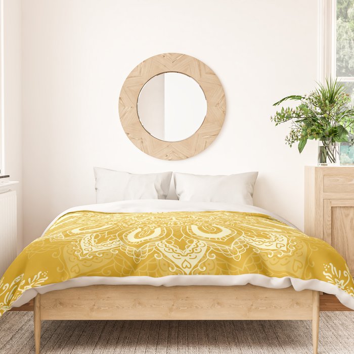 Boho Mustard Yellow Mandala Flower Duvet Cover Gallery Image 3