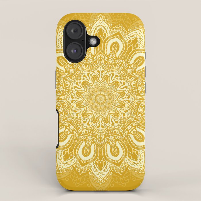 Boho Mustard Yellow Mandala Flower iPhone Case Gallery Image 1