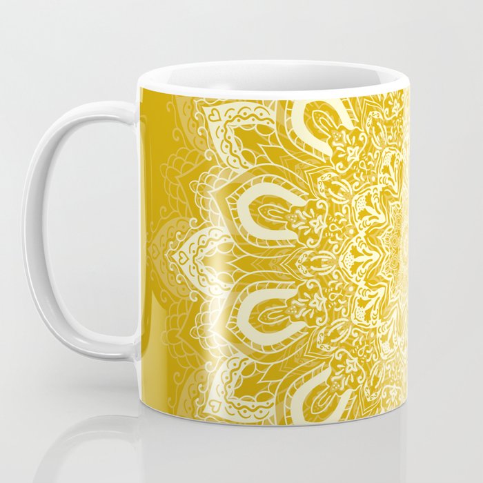 Boho Mustard Yellow Mandala Flower Coffee Mug Gallery Image 3