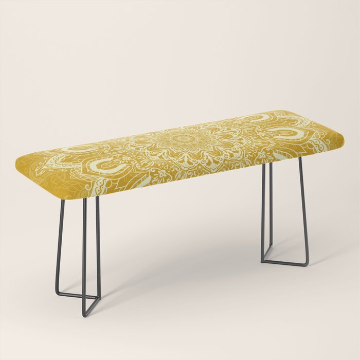Boho Mustard Yellow Mandala Flower Bench Gallery Image 1