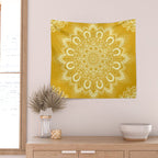 Boho Mustard Yellow Mandala Flower Wall Tapestry Gallery Image 2