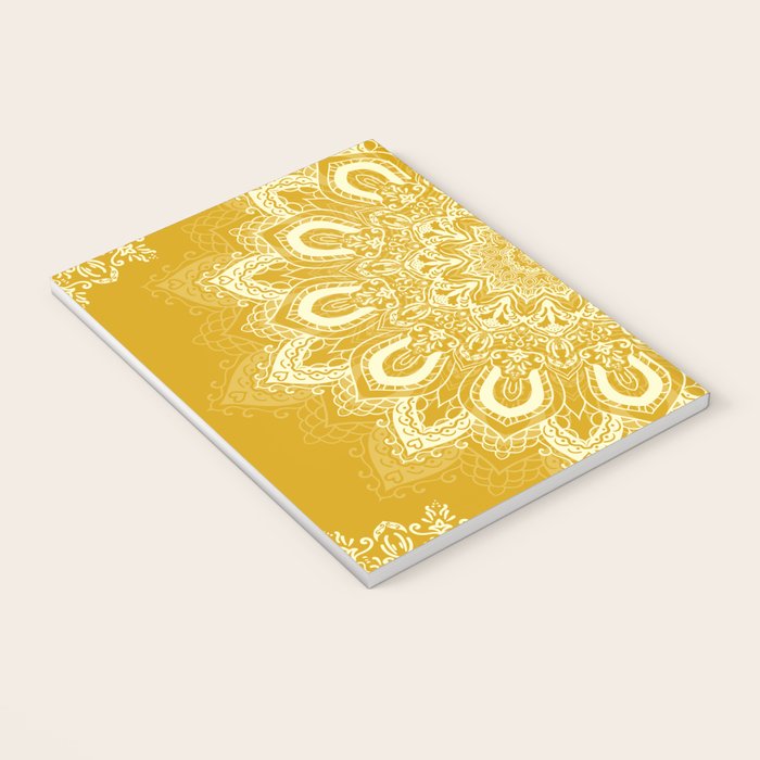 Boho Mustard Yellow Mandala Flower Notebook Gallery Image 3