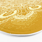 Boho Mustard Yellow Mandala Flower Bath Mat Gallery Image 3