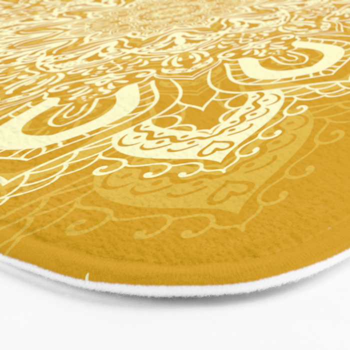 Boho Mustard Yellow Mandala Flower Bath Mat Gallery Image 3