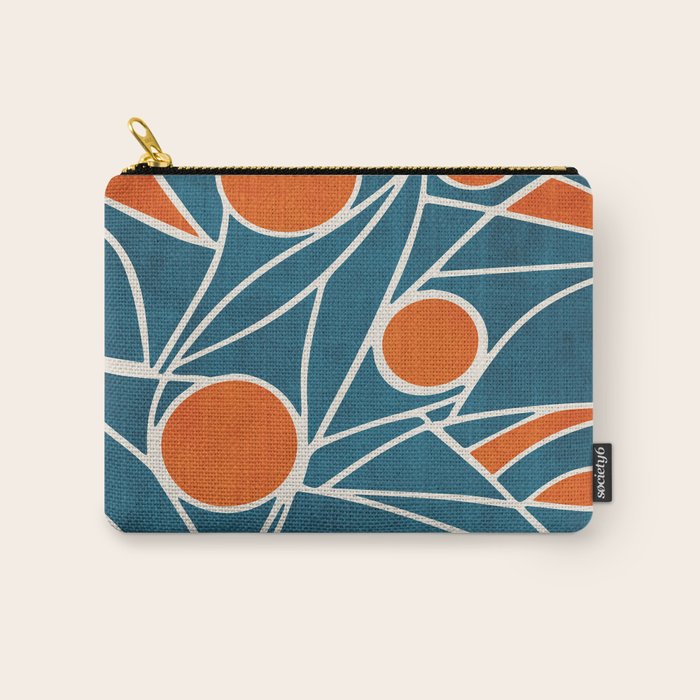 Teal Orange Abstract Leaves Modern Art Carry All Pouch Gallery Image 1
