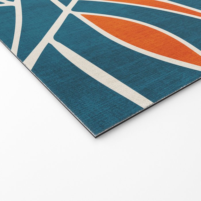 Teal Orange Abstract Leaves Modern Art Welcome Mat Gallery Image 2