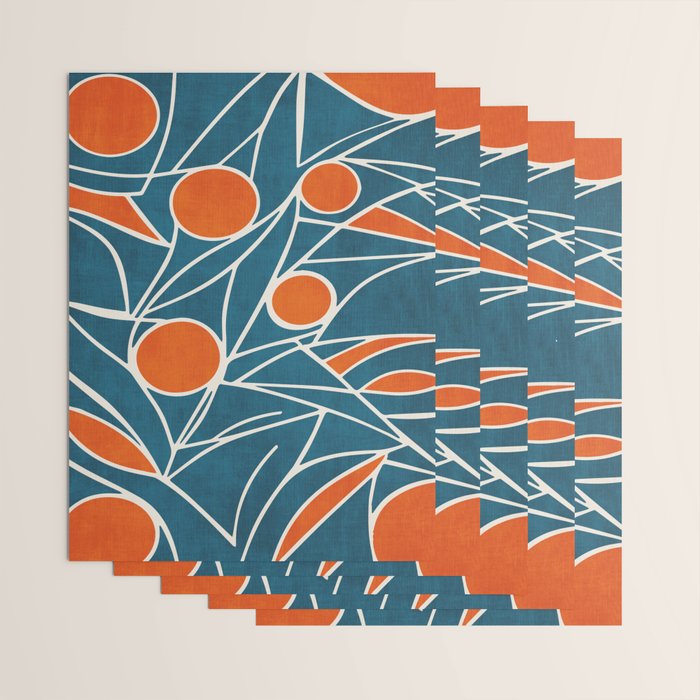 Teal Orange Abstract Leaves Modern Art Wrapping Paper Gallery Image 3