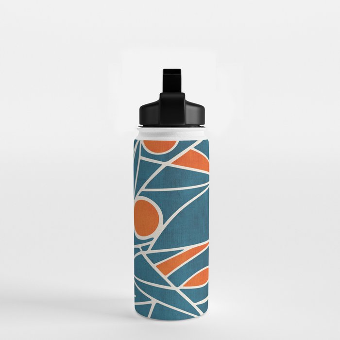 Teal Orange Abstract Leaves Modern Art Water Bottle Gallery Image 2