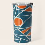 Teal Orange Abstract Leaves Modern Art Travel Mug Gallery Image 2