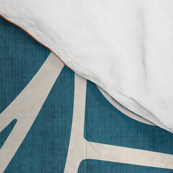 Teal Orange Abstract Leaves Modern Art Comforter Gallery Image 4