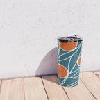 Teal Orange Abstract Leaves Modern Art Travel Mug Gallery Image 4