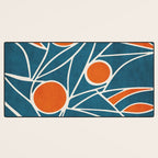 Teal Orange Abstract Leaves Modern Art Desk Mat Gallery Image 3